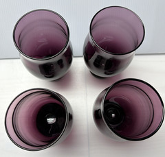 MCM Lot of 4 Eva Zeisel Bryce Bros Silhouette Purple Amethyst Footed Tumblers