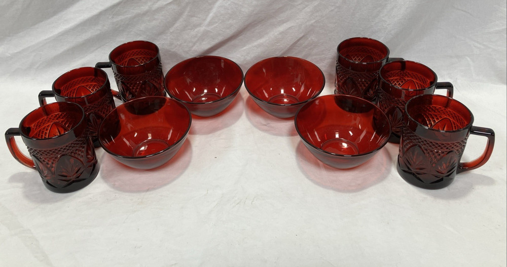 Luminarc Cristal D’Arques Durand Ruby Red Cups & Bowls