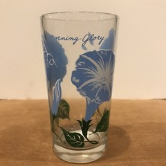 Vintage Boscul Peanut Butter Flower MORNING GLORY Blue White Drinking Glass 5”