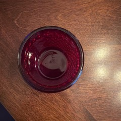 VINTAGE Anchor Hocking Hobnail Ruby Red Glass 2 Inch Cup 1930s Toothpick. GLOWS