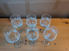 Vintage Set of 6 Libbey Winter Wonderland Etched Frosted Trees Wine Goblet