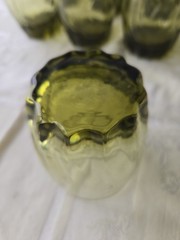 8 Vintage Libbey Crisa Olive Green Swirl Twist Drinking Glasses Tumblers 2 Sizes