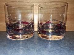 2 Luminescence Romania Milano Whiskey Glasses-Stained Glass-3.5″×3.25″-Clean!!!