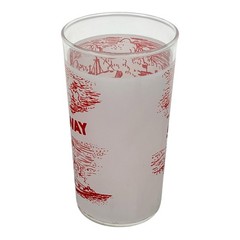 St. Lawrence Seaway Massena NY Scenic Souvenir White Glass Tumbler Unmarked