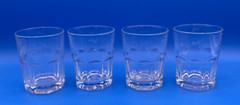 4 CRISA Paneled Clear Whiskey Lowball Rocks Glasses 4″ Tall