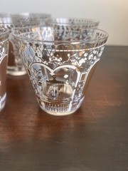 Vintage Gold White Birdcage Rocks Glasses Set 11 MCM Briard Style Barware