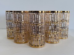 Vintage 1960s Imperial Glass Shoji Trellis 22k Gold 15oz Tumblers, Set Of 8