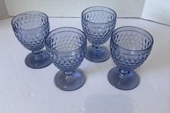 Villeroy & Boch Boston Blue Water Goblets Crystal Glasses 5″ Stemmed Wine