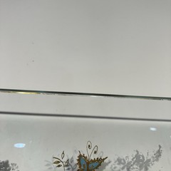 VTG Psyche MCM Turquoise Gold Butterfly Glass Serving Tray Rectangular 13.5″
