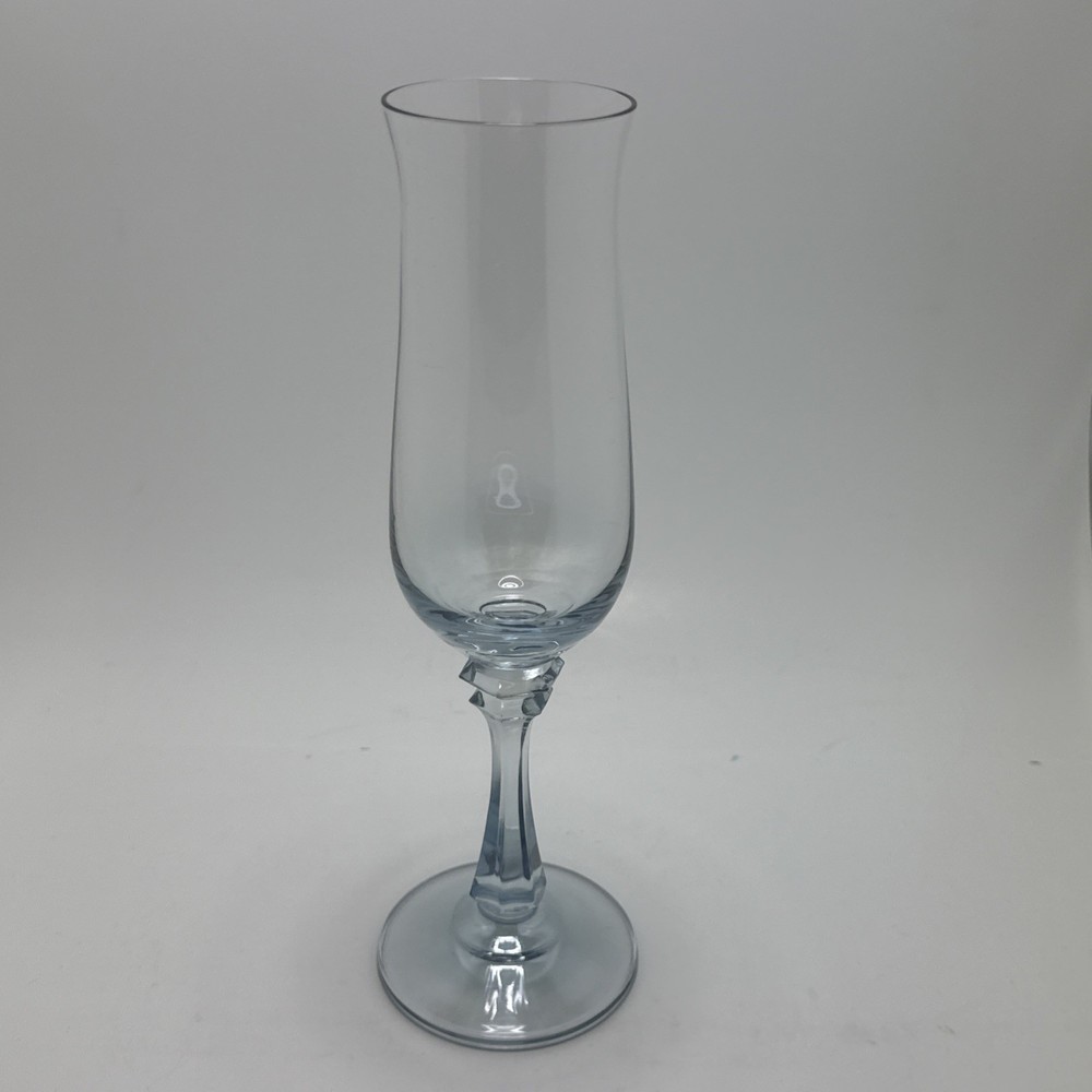 VTG Princeton Fluted Champagne American Stemware Sapphire Blue Hand Blown