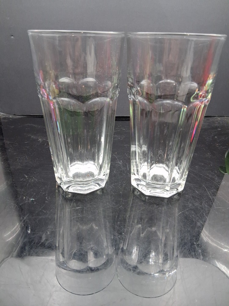 (2) Libbey Drinking Glasses Gibraltar Clear Flat Panel 22oz 6.5″ Tall T2917