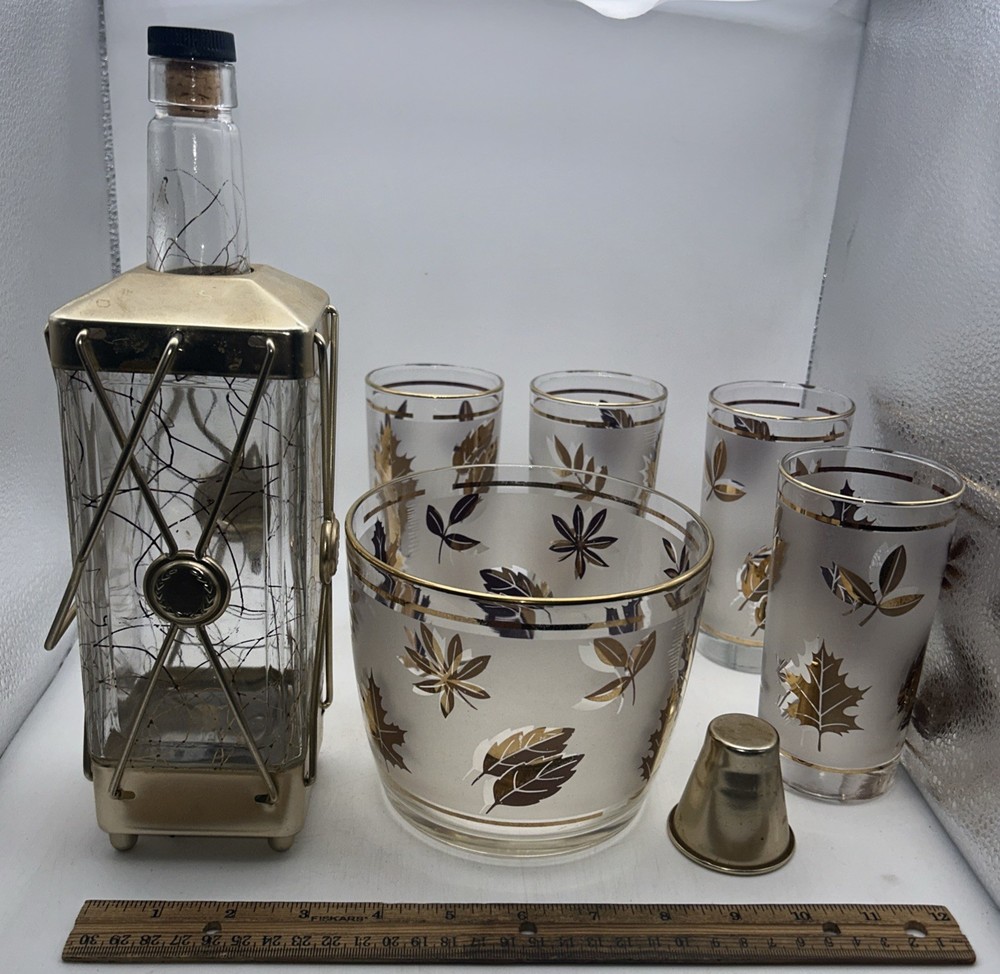 Libbey Hollywood Regency Highball 8 Glasses X 4 + Ice Tub & Swiss Music Bottle