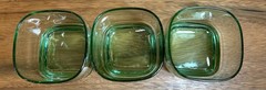 Set Of 7 Libbey Carrington Green 12oz Square Lowball Rocks Glasses EUC