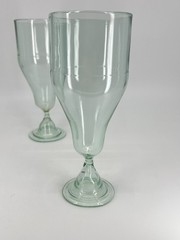 2 Antique handblown rum runner glasses Pale green 1930s Barware 7.25″H Vintage