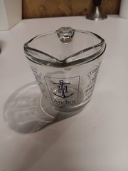 ANCHOR HOCKING 2 C/￼16 Oz. MEASURING CUP LIMITED CLEAR GLASS BLUE LETTERING