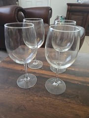 Set Of 4 Fine European Crystal Glass Wine Water Goblets, Lead-free