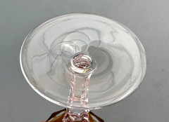Nachtmann Antika Amber Panel Cut Crystal Knob Stem Hock Wine Glass 7 7/8»