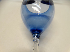 Set of 3 Light Blue Wine Glasses with Clear Spiral Stem and Cobalt Blue Base EUC