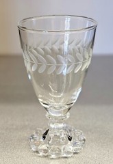 Anchor Hocking (5) Laurel Leaf Gray Cut Boopie Juice / Wine 4 Oz. Glasses