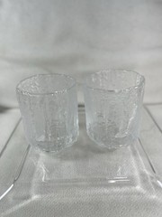 Set 2 Hoya Japan Frostfire Glacier Ice Lowball Rock Glasses MCM Barware