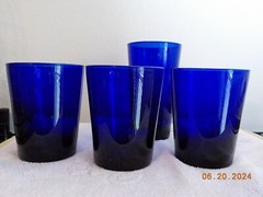 LIBBYS COBALT BLUE METROPOLITAN TUMBLERS LOT OF 4 ONE 5 7/8″ T THREE 4 3/8″ T