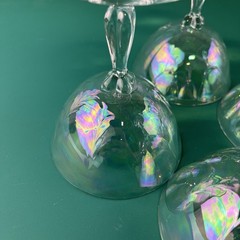 4 Fostoria Drink / Sorbet Stemmed Glasses Iridescent Delicate Classy Vtg
