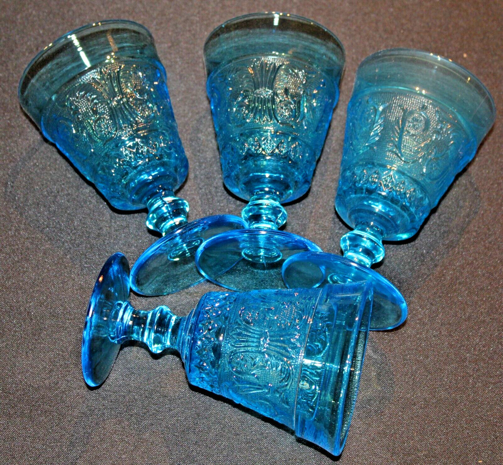 Colony Blue Sandwich Pattern Water Or Iced Tea Glasses