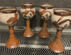 Studio Art Pottery Goblets Glazed Stoneware Handmade Set of 4 Christ Church Wine