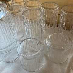 HOYA Icy Textured Bedside Carafe Tumbler Glass D6.4cm H12cm 8 Set