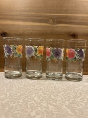 Corelle 7 Crisa Summer Blush Pansey 16oz Drinking Glasses Excellent