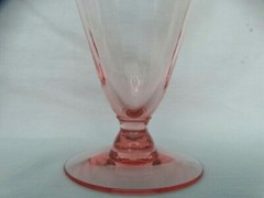 Fry Pink Glass Regular Optic 11.5 oz Footed Tumbler Very Good Used Condition