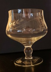Vintage Etched Goblet or Dessert Glass Twigs Flowers