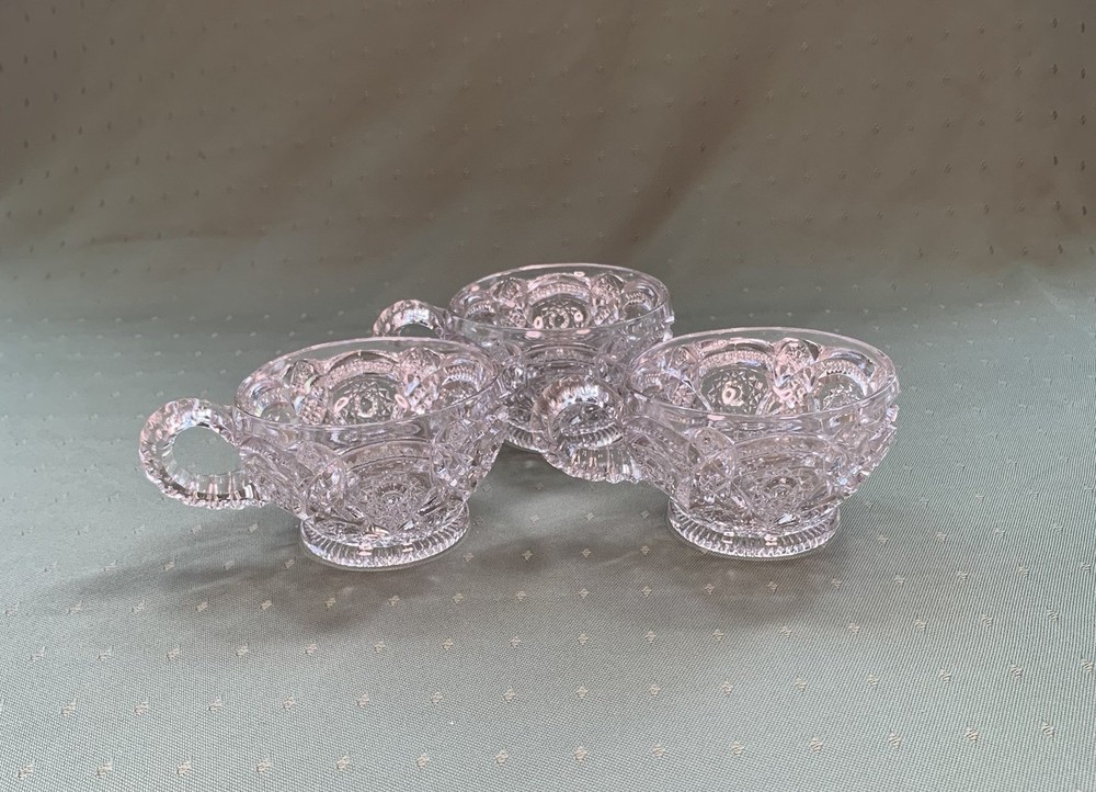 Vintage Imperial Glass Ohio Fashion Clear Pressed Glass Punch Cups Set of 3