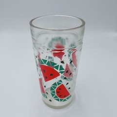 Vintage Anchor Hocking Glass Drinking Ice Tea / Soda Ribed Watermelon