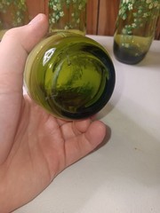 (4) Green Floral Tumbler Glasses Mid Century Modern 5.25 Inch 60s 70s
