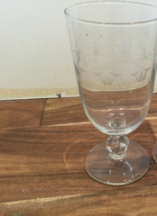 Fairfax Libbey ice tea Water Goblet Etched Flowers stem 3003 50’s