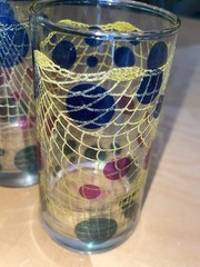 MCM Bartlett Collins Fishnet Color Dots Highball Glasses 5.25″ – Set of 5 MINT