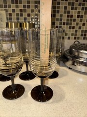 Vintage Libbey 12 oz Tawny Accent Pedestal Glasses – Set of 5