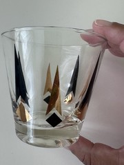 Vtg Anchor Hocking Golden Peaks Atomic Arrow Design Cocktail Glass