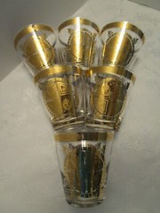 Vintage Barware Culver Glass Coronet Pattern set 6-Double Rocks 13 Oz. 1960s MCM
