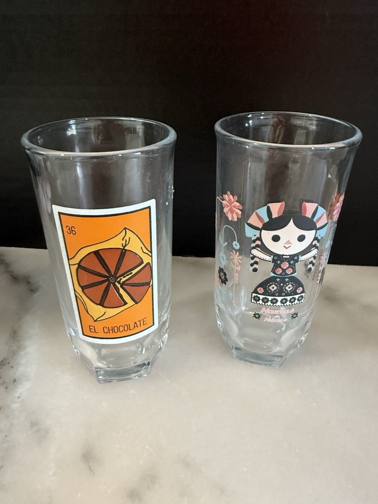 Vntg Dona Maria Mole Jar Glasses 1970 Libbey Glass & Signed Paulo Villagran