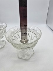 SET OF 2 EAPG JENKINS GLASS COMPANY DAHLIA CLEAR CHAMPAGNE/SHERBET 3.5″ 5oz