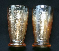 Jeannette Glass FLORAGOLD LOUISA Marigold Iridescent 10 oz Water Tumbler