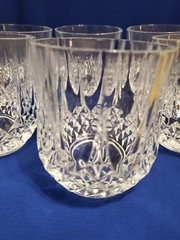 SALE! WAS 70 VTG 6PC HANDBLOWN CRYSTAL DBL OLD FASHIONED/ROCK BARWARE FRANCE