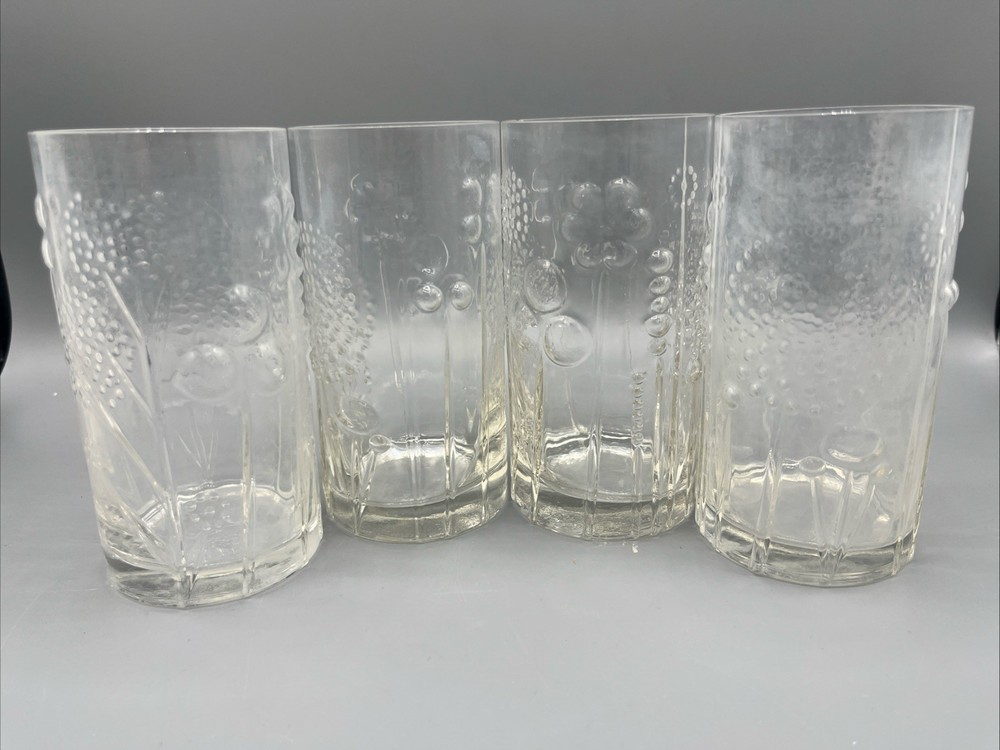 4 MCM Oiva Toikka Iitala Flora Arabia Nuutajärvi Glass Tumblers Finland AS IS