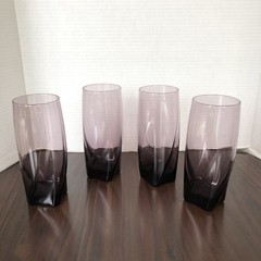 VTG Set of 4 Libbey Imperial Plum Glasses Tumblers Iced Tea 16 oz