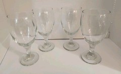 Set of 4 Libbey Clear Glass Goblet 7″ Tall 3″ Rim Retro Classic Design