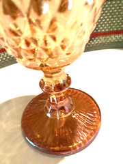 CARNIVAL GLASS MARIGOLD DIAMOND POINT WATER GOBLET 6 3/4″ Heavy Pressed Glass