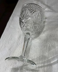 Pair of Vintage Clear Crystal Water Goblets 7″ Diamond & Fan Cut Glass 7oz #0211
