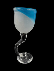 Hand Blown Art Glass Wine Goblet Twisted Stem Handcrafted 8” Tipsy Multi Color